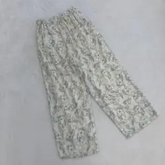 LOWFASY パンツ 花柄 ワイドパンツ オフホワイト ポリエステル F