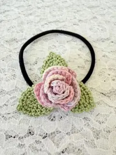 ハンドメイド　かぎ針編み　バラモチーフ ヘアゴム　No2