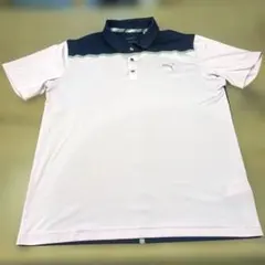 PUMAプーマ ゴルフシャツ ネイビー×ライトピンク Lサイズ　ゴルフウェア