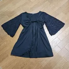 LOVE JUNKIE レース袖 チュニック ブラックのサムネイル