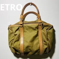 【美品】エトロ ハンドバッグ カーキ レザー ナイロン ボストン ETROのサムネイル