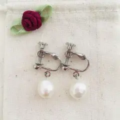 美品☆高級バロック淡水ホワイトパールイヤリング