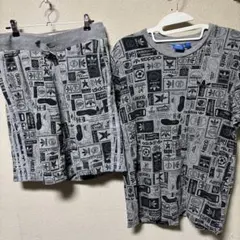 adidas 総柄プリント　Tシャツ　ショートパンツ 上下セット！
