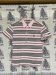 バーバリーブラックレーベル　半袖ポロシャツ　ピンク　ノバボーダー　1