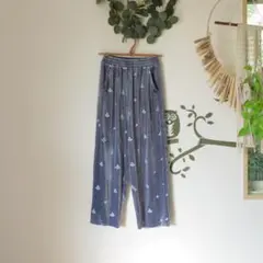 柘榴 ベロアパンツ●ブルーグレー