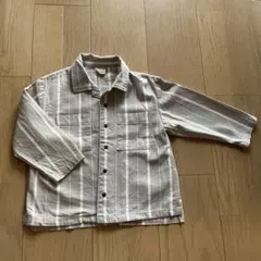 petit main 長袖シャツ　ベージュ　ストライプ　90