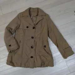 CLE des ZONESコート ハーフ丈 ベージュ ライナー付き 毛皮襟付き