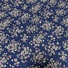 生地　花柄　紺系