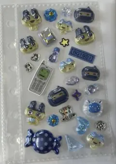 【正規品】たまごっち　まめっち　ボンボンドロップシール　青系