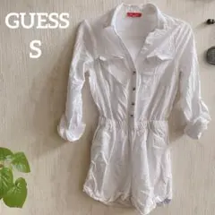 海外古着✨GUESS【S】ホワイト オールインワン サロペット 白 長袖