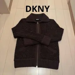DKNY ダナ・キャランニューヨークダークブラウン ジップアップカーディガン S