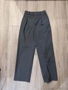 ユニクロ タックワイドパンツ S スラックス グレー