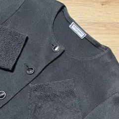 刺繍Yves Saint Lauren カーディガン　ブラック　黒　M【美品】
