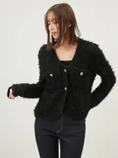 ニットジャケット ノーカラージャケット