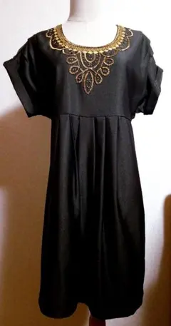 古着 オペークドットクリップ スパンコール カットソー ワンピース