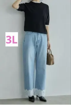 しまむら 田中里奈 mysa closet　裾レースストレートデニム　3Lのサムネイル