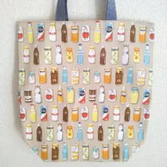 ハンドメイド A4 トートバッグ【レトロ飲み物柄】