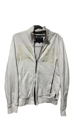 ARMANI JEANS ジャケット　ホワイト　 ベロア生地ロゴ　sサイズ