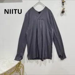 NIITU カシュクール ロングスリーブ Tシャツ プリーツ グレー