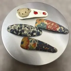 familiar ファミリア クマ＆りんご パッチンドメ 他髪留めセット 花柄