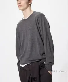 UNIQLO4メリノクルーネックセーターグレー 4XL