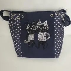 ペブリー　Pebbly　ララキューブ 　トートバッグ　ねこ　猫　ラインストーン