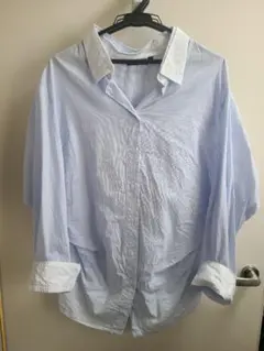 ZARA ストライプ 長袖シャツ クレリックシャツ