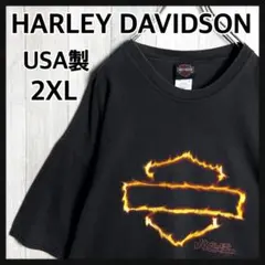 3004【USA製・2XL】ハーレーダビッドソン フレイム ファイヤー Tシャツ