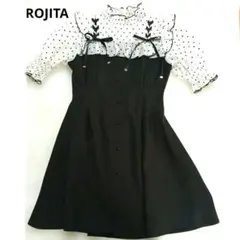 【美品】ROJITA ロジータ ハートドットレースアップ半袖ワンピース