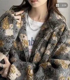 【ポテコ様専用】ジャガード柄オーバーサイズボアブルゾン