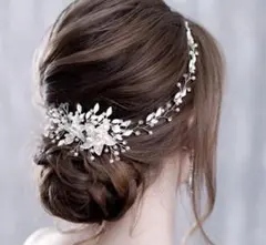 ウェディング ヘッドドレス 花とパール