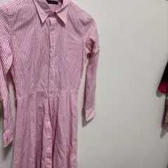 ラルフローレン　ピンクストライプ　シャツワンピース　9号　美品　匿名配送