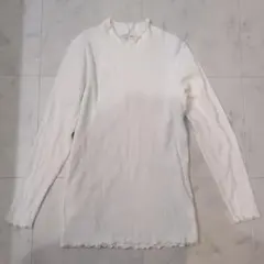 ☆サマンサモスモス　ホワイトリブフリルネック長袖トップス☆