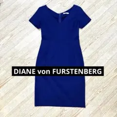 DVF STUDIO ワンピース　ロイヤルブルー　Vネック　半袖 シンプル