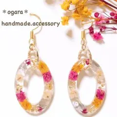 101 ハナハナハナ ピアス ＊ ピンク （イヤリング 可）