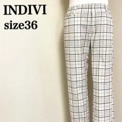 INDIVIインディヴィ フランネル素材 ストレッチ チェック スキニーパンツ