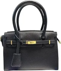 ハンドバッグ 2WAY フェイクレザー ショルダーバッグ ブラックのサムネイル
