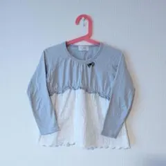 WILL MERY 長袖シャツ 110 水色 白色 花柄レース リボン トップス