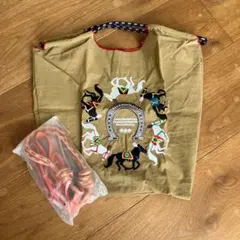 馬の刺繍 エコバッグ トートバッグ ショルダーバッグ 紐付き ナイロン