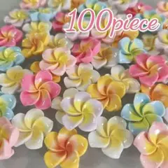 100こ♡プルメリア♡デコパーツ♡カボション♡6色MIX♡アクリル♡まとめ売り♡