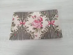花柄ストライプ ブックカバー　ハンドメイド
