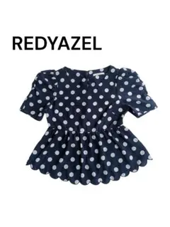未使用✨タグ付き REDYAZELレディアゼル ネイビー 水玉スカラブラウス短丈