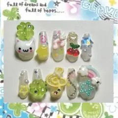 ネイルチップ 平成女児 ウィッシュコア 音符 羽 クローバー 星 虹 ねこ