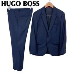 現行 HUGO BOSS スーツセットアップ 46 ネイビー ブロックチェック
