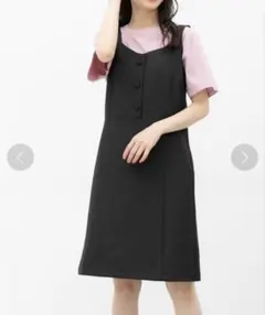 colza ハニーズ 前釦ジャンスカ S 黒 ジャンパースカート