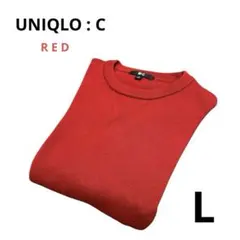 UNIQLO : C スムースコットンクルーネックセーター　レッド　Lサイズ