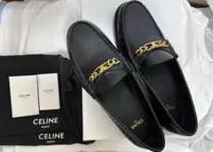 CELINE セリーヌ　ブラック ローファー トリオンフ　ゴールドチェーンのサムネイル