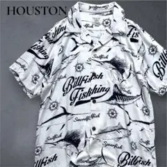 HOUSTON アロハシャツ　カジキ　魚　fish L ホワイト　白のサムネイル