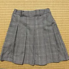 160cmグレー系チェック プリーツスカート ショートパンツ付き
