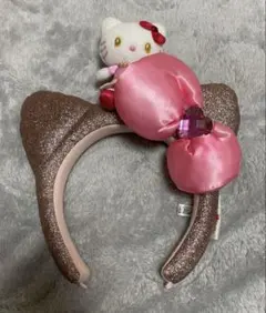 ハローキティ　キティちゃん　カチューシャ　USJ ピンクラメ　ピンクリボン